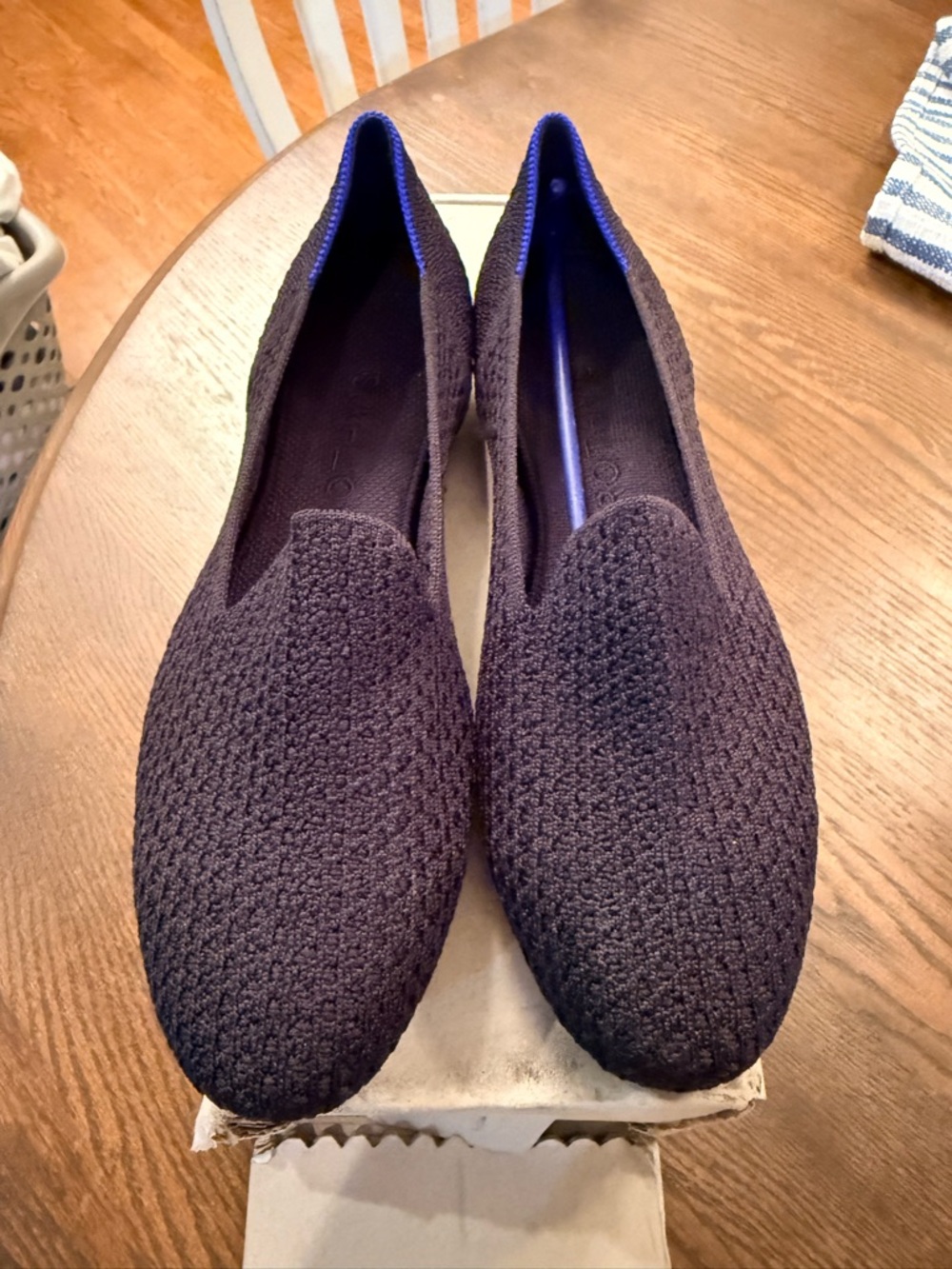 Rothy’s women The Loafer shoe in Black honeycomb. Size 10.5